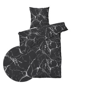 Sengetøj, Marmor Sort, 140x220 cm